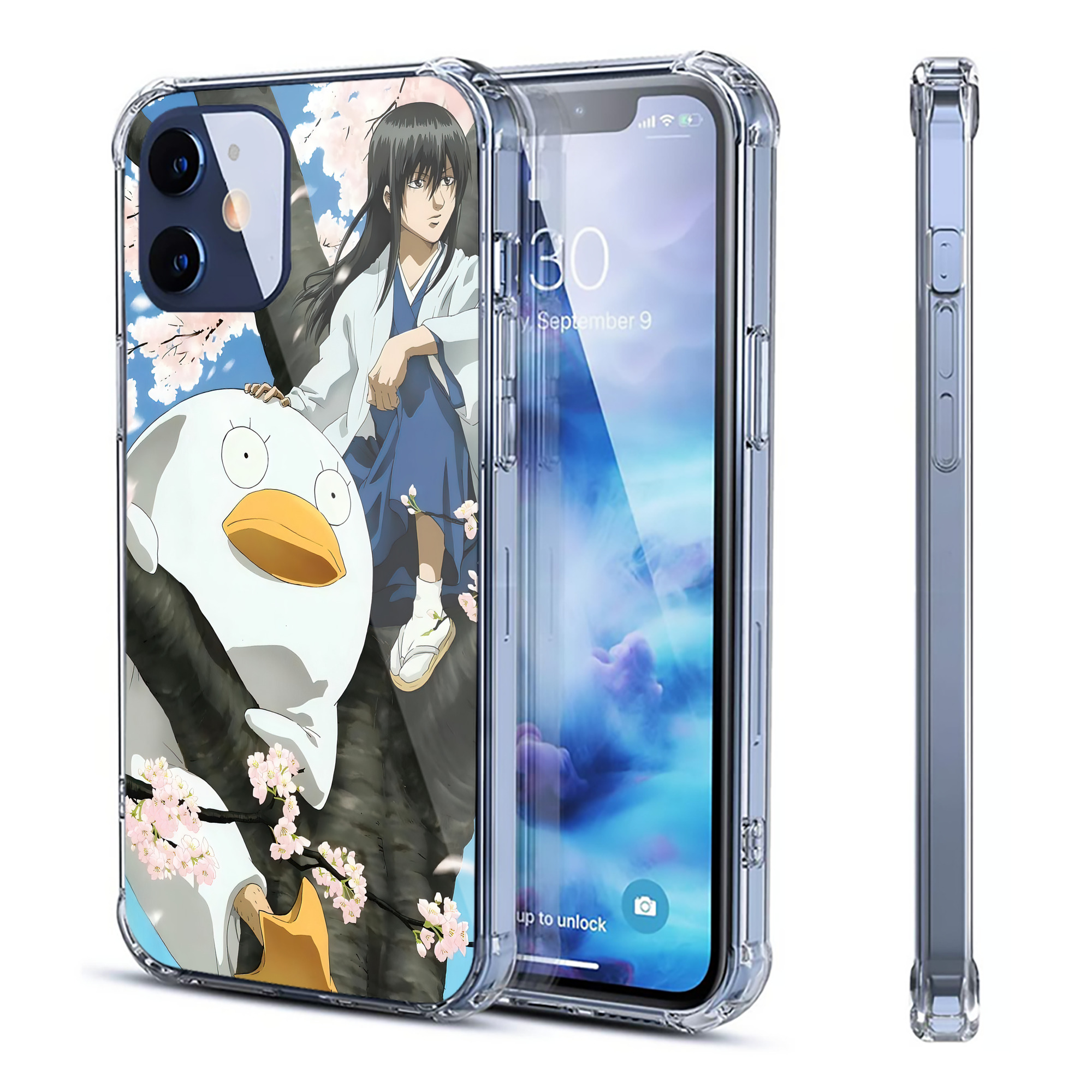 （画像用） ぎんたま 坂田銀時（さかたぎんとき） 神楽 志村新八（しむら しんぱち） GINTAMA Sakata Gintoki Kagura Shimura Shinpachi 【iPhone 12シリーズ対応】透明スマホケース（クリアソフトケース）